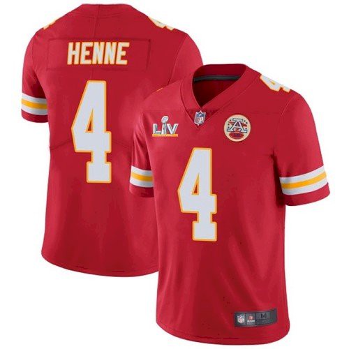 Men's Kansas City Chiefs #4 Chad Henne Red NFL 2021 Super Bowl LV Stitched Jersey